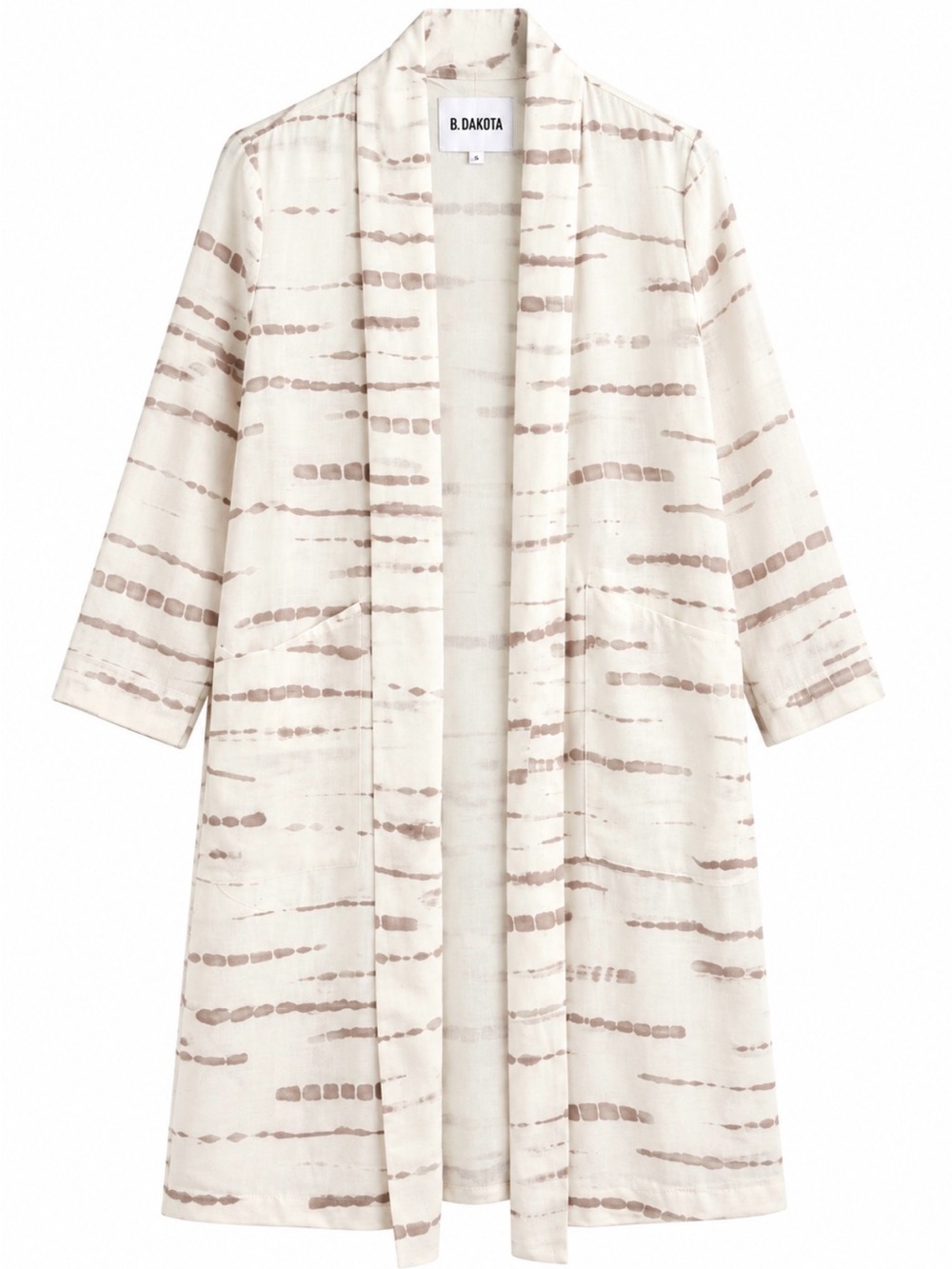 BB Dakota Cream & Taupe Striped Open Front Cardigan - Size Large